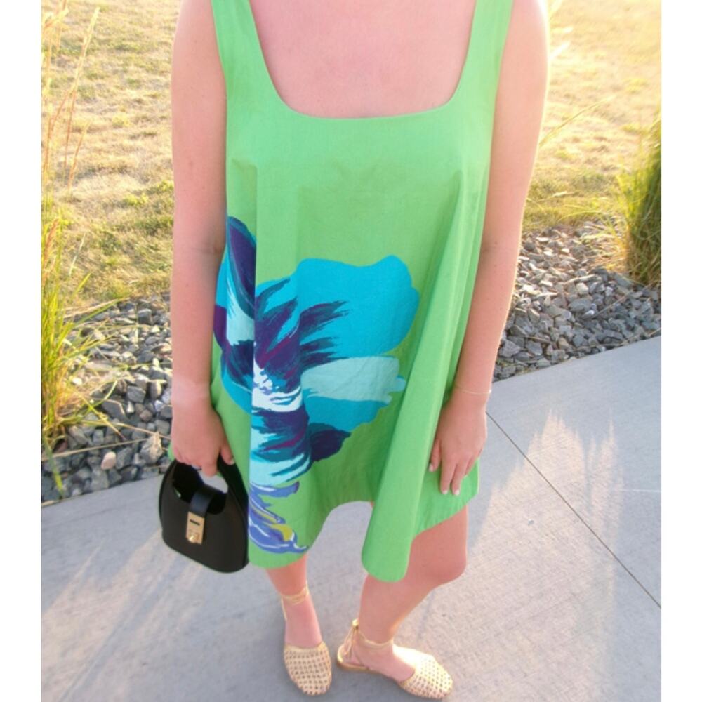 MAEVE Keiko Mini Dress in Green Size Small